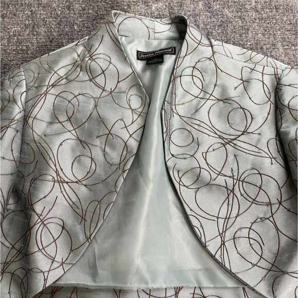 Jessica Howard‎ Dress Jacket Set 12P Blue Tiered Strap Beaded Formal Wedding - Picture 16 of 16